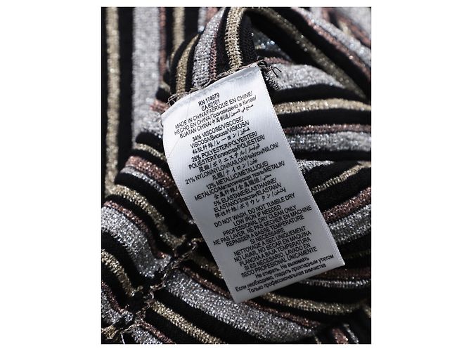 Herve Leger Maxikleid mit Stehkragen aus Metallic-Polyester Metallisch - Ansicht 7