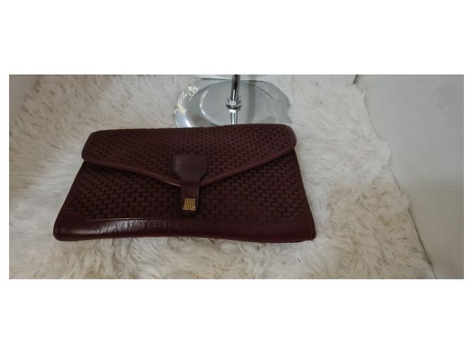 Pochette Lanvin in tela bordeaux Bordò - vista 3