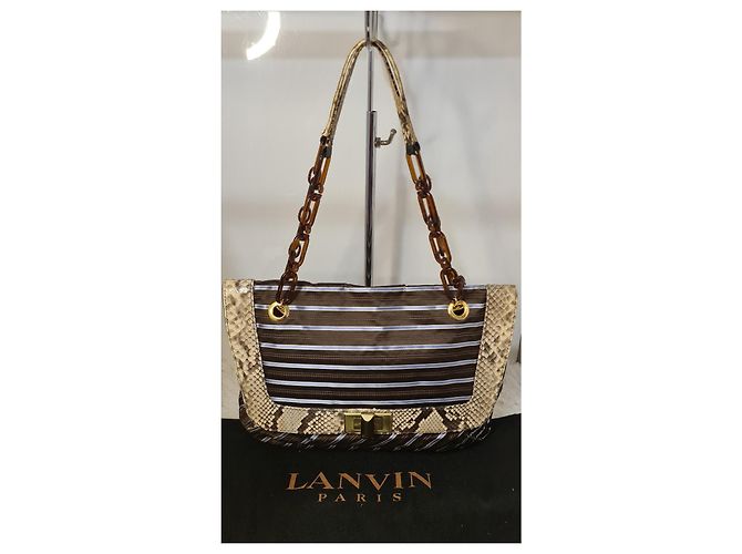 Borsa Lanvin Happy in tela e pitone Multicolore - vista 2