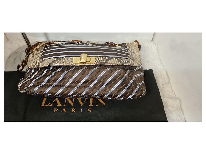 Borsa Lanvin Happy in tela e pitone Multicolore - vista 3