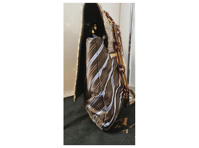 Borsa Lanvin Happy in tela e pitone Multicolore - vista 4