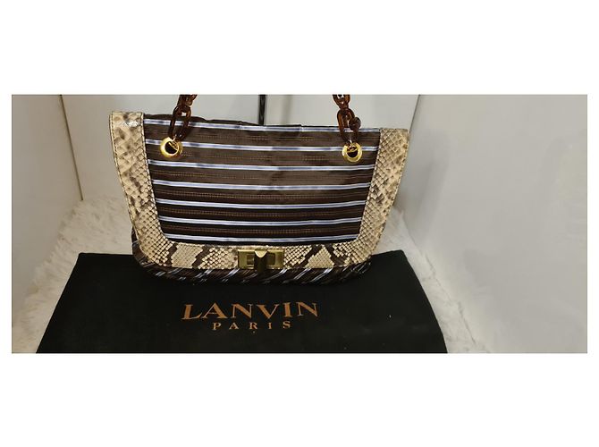 Borsa Lanvin Happy in tela e pitone Multicolore - vista 7