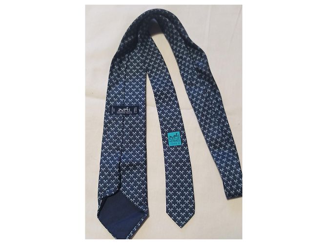 Hermès Laços Azul Bege - vista 4