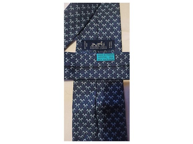 Hermès Laços Azul Bege - vista 6