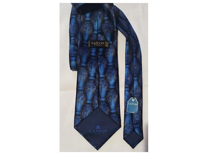 Cravatta Lanvin in seta stampata nera e blu Nero - vista 2
