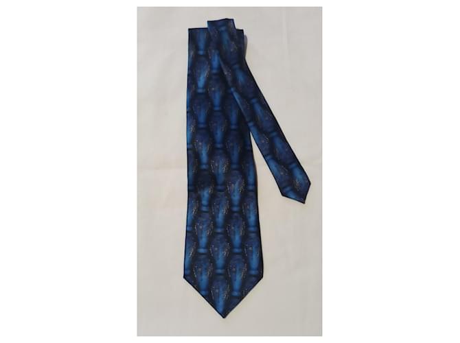 Cravatta Lanvin in seta stampata nera e blu Nero - vista 3