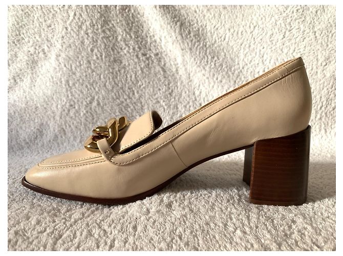 Tory Burch Mocassini alti pelle panna Crudo - vista 2