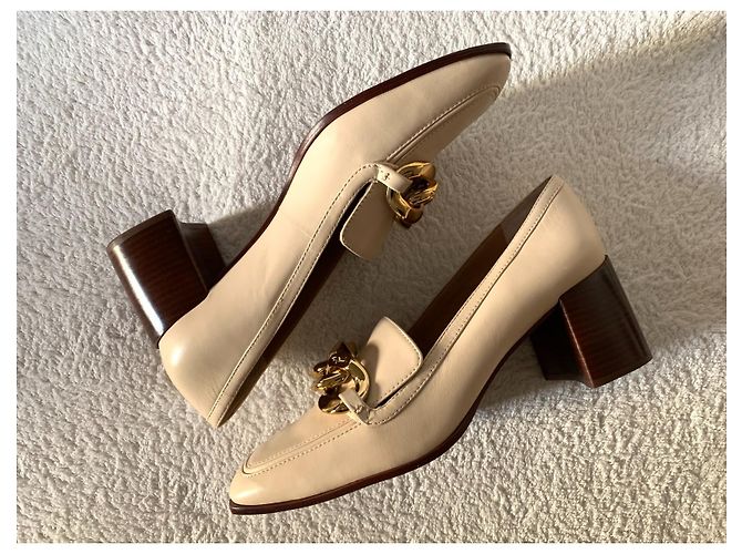 Tory Burch Mocassini alti pelle panna Crudo - vista 8