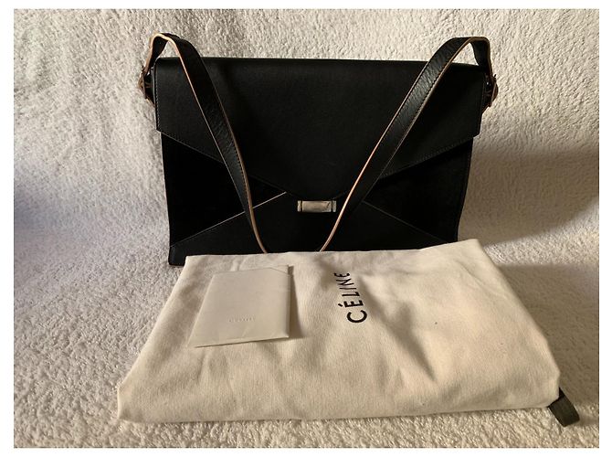 Céline Bolsa de ombro em couro preto Diamond - vista 11