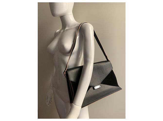 Céline Bolsa de ombro em couro preto Diamond - vista 14