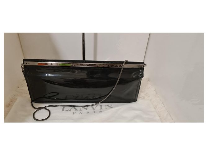 Pochette Lanvin in vernice nera Nero - vista 2