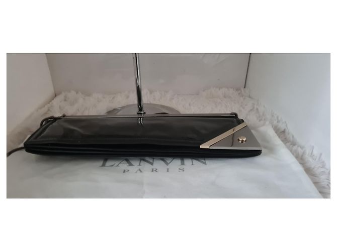 Pochette Lanvin in vernice nera Nero - vista 3