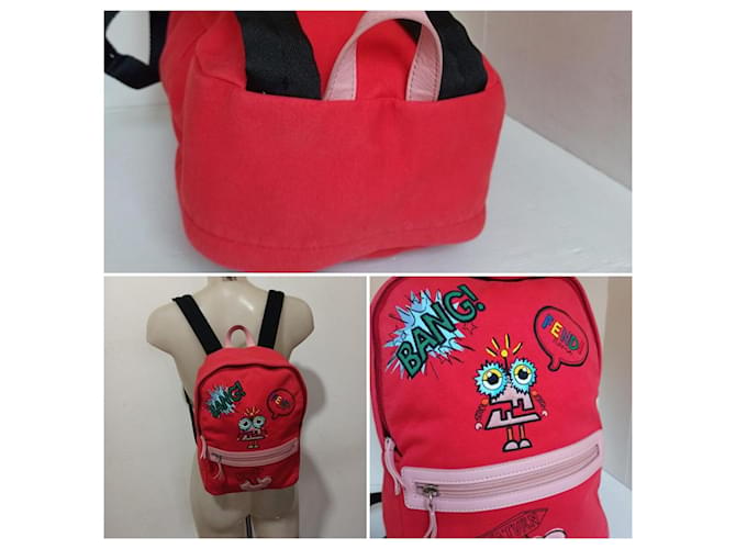 Fendi zaino rosso con patch - vista 2