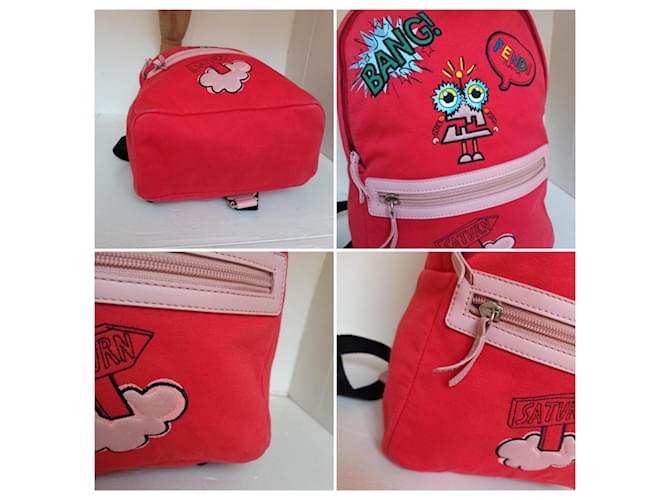 Fendi zaino rosso con patch - vista 3