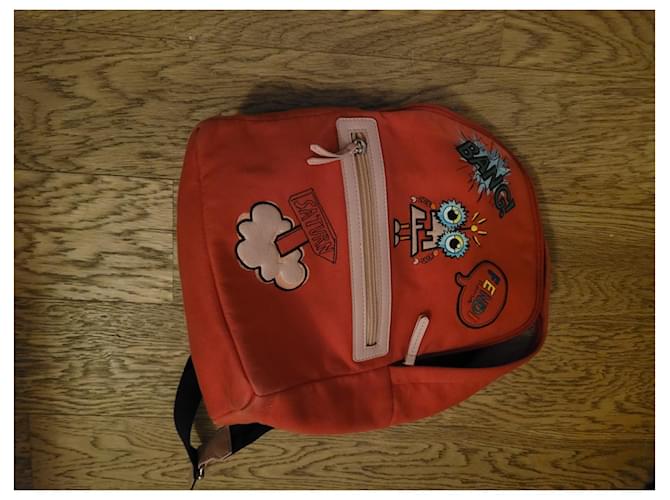Fendi zaino rosso con patch - vista 4