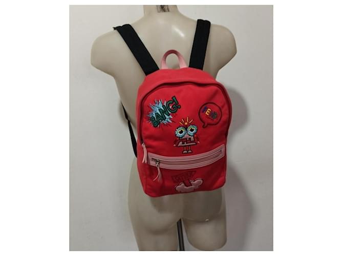Fendi zaino rosso con patch - vista 6