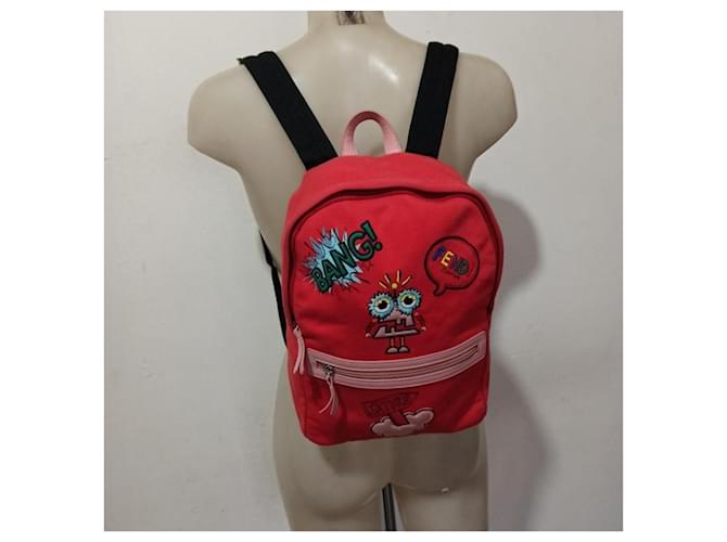 Fendi zaino rosso con patch - vista 7