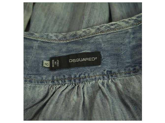 Dolce & Gabbana DSquared blu denim donna colletto button down effetto consumato camicia - SZ 40 - vista 3