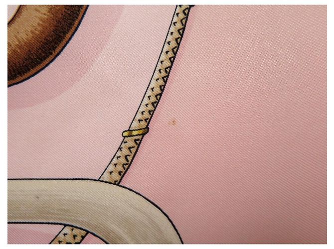 Hermès BUFANDA HERMES CANNES Y POMMEAUX F. DE LA PERRIERE CON BUFANDA DE SEDA DE SEDA ROSA - vista 8