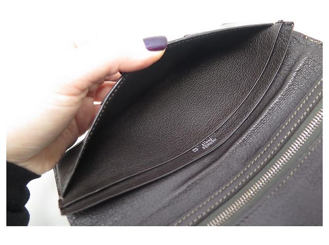 Hermès CARTERA HERMES BEARN DE PIEL DE COCODRILO MARRÓN CARTERA CARTERA Castaño - vista 13