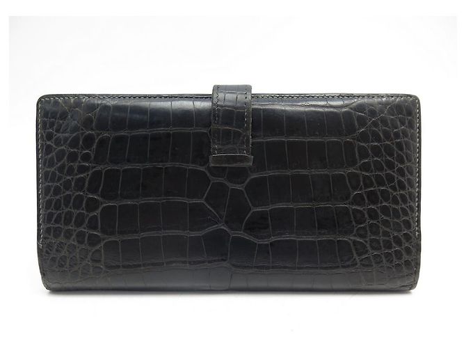 Hermès CARTERA HERMES BEARN DE PIEL DE COCODRILO MARRÓN CARTERA CARTERA Castaño - vista 2