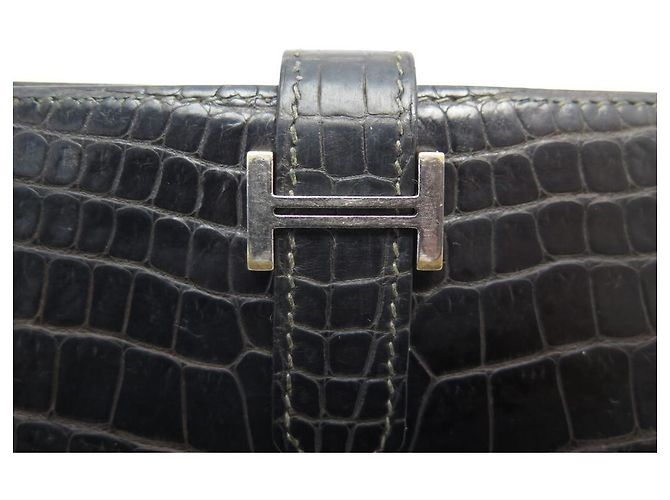 Hermès CARTERA HERMES BEARN DE PIEL DE COCODRILO MARRÓN CARTERA CARTERA Castaño - vista 4