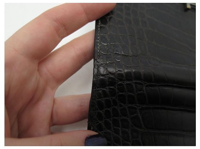 Hermès CARTERA HERMES BEARN DE PIEL DE COCODRILO MARRÓN CARTERA CARTERA Castaño - vista 5