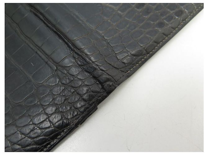 Hermès CARTERA HERMES BEARN DE PIEL DE COCODRILO MARRÓN CARTERA CARTERA Castaño - vista 6