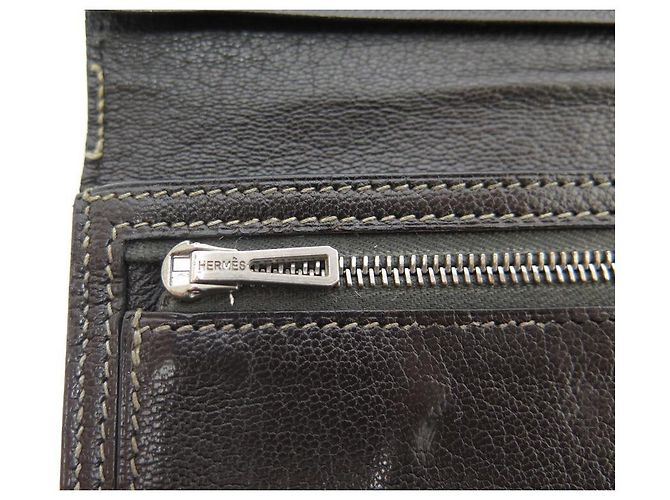 Hermès CARTERA HERMES BEARN DE PIEL DE COCODRILO MARRÓN CARTERA CARTERA Castaño - vista 9