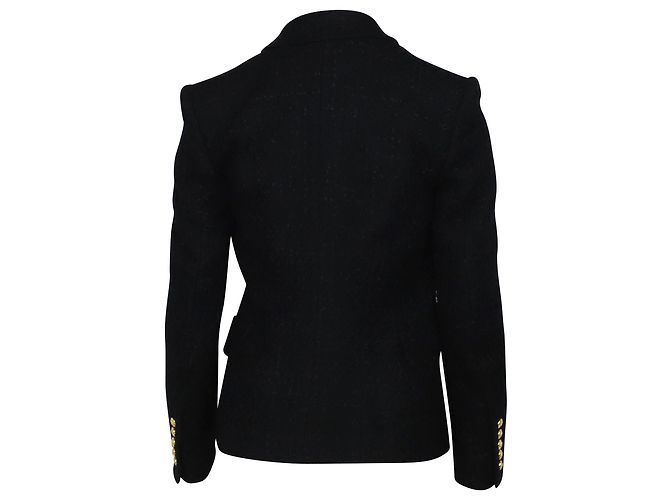 Blazer Petto foderato Balmain con bottoni dorati in cotone nero - vista 2