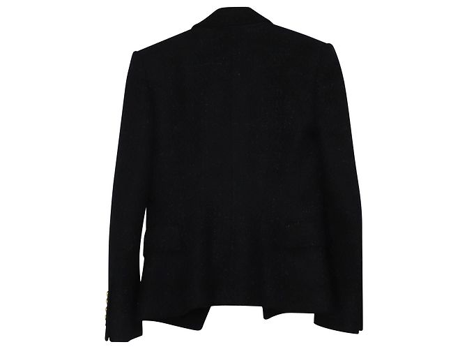 Blazer Petto foderato Balmain con bottoni dorati in cotone nero - vista 4