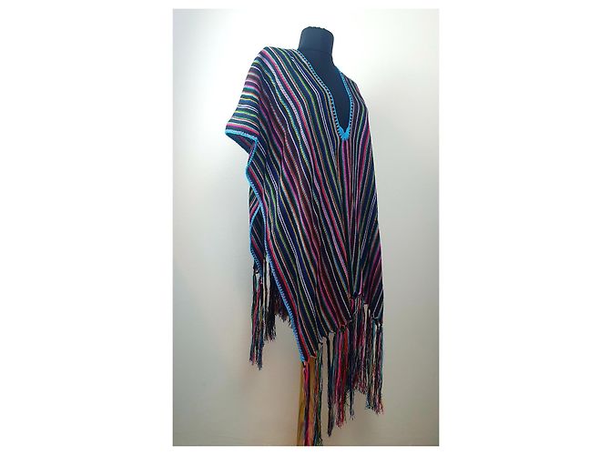 Autre Marque Miguelina Poncho mehrfarbig gestreift Mehrfarben - Ansicht 3