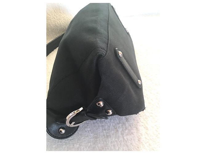 Borsa Salvatore Ferragamo in pelle e tela nera Nero - vista 12