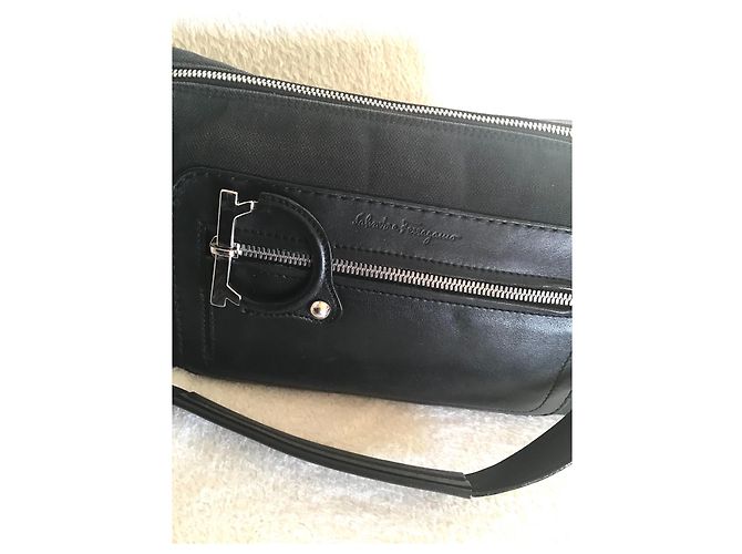 Borsa Salvatore Ferragamo in pelle e tela nera Nero - vista 3