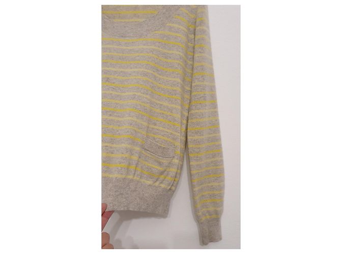 Jersey Theory de Cachemira a Rayas Amarillo Gris M - vista 2