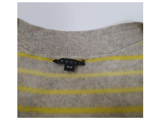 Jersey Theory de Cachemira a Rayas Amarillo Gris M - vista 6