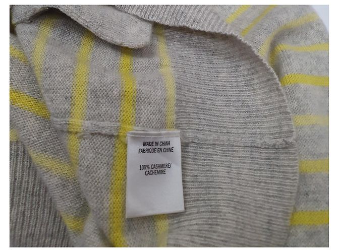 Jersey Theory de Cachemira a Rayas Amarillo Gris M - vista 7