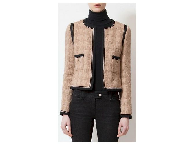 Chanel London Woll-Tweed Jacke Schwarz Beige - Ansicht 3