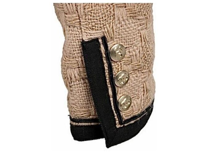 Chanel London Woll-Tweed Jacke Schwarz Beige - Ansicht 6