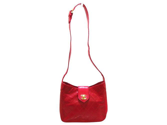 Pochette Vintage En Cuir Rouge - Porté Main Ou épaule - Occasion Bon état