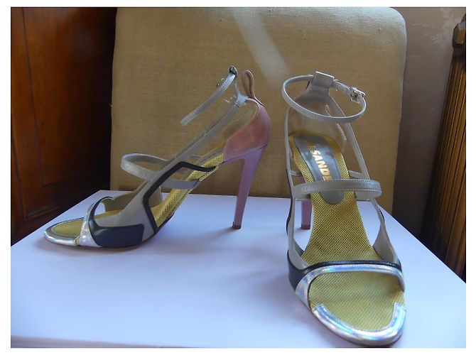 Sandali Jil Sander Rosa Multicolore in Pelle Grigio antracite - vista 3