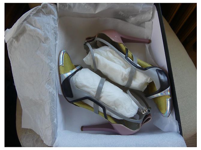 Sandali Jil Sander Rosa Multicolore in Pelle Grigio antracite - vista 5