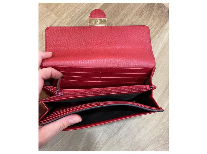 Cartera Continental Interlocking Gucci Roja de Cuero - vista 11
