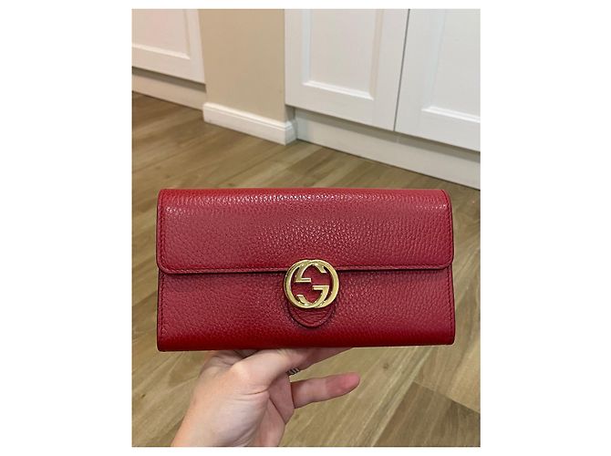 Cartera Continental Interlocking Gucci Roja de Cuero - vista 14