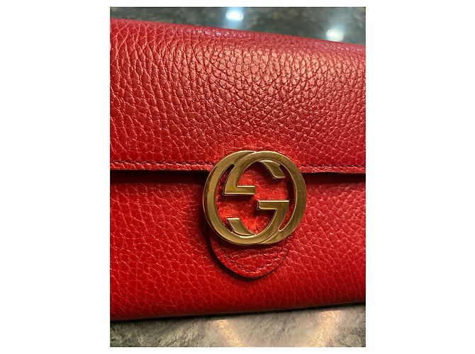 Cartera Continental Interlocking Gucci Roja de Cuero - vista 15