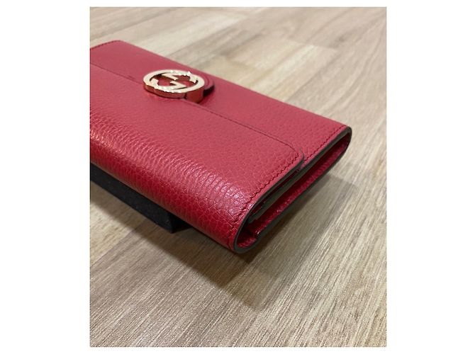 Cartera Continental Interlocking Gucci Roja de Cuero - vista 4