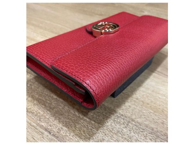 Cartera Continental Interlocking Gucci Roja de Cuero - vista 5
