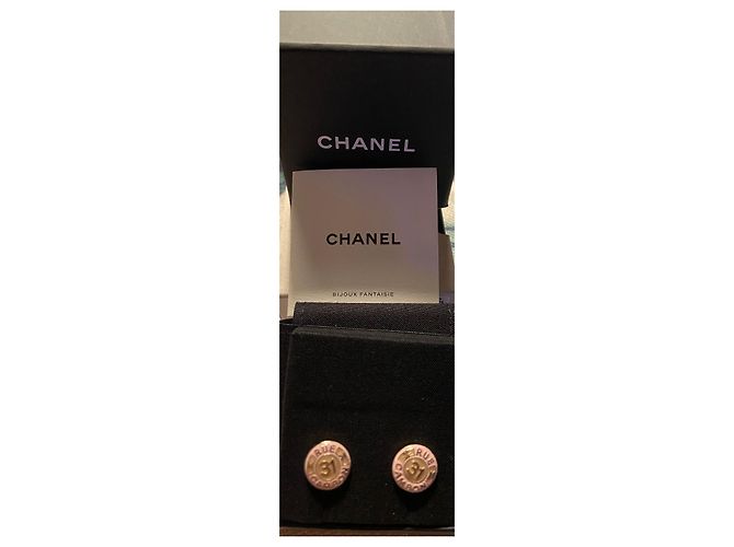 Cambon Pendientes de botón rosa Chanel Dorado - vista 4