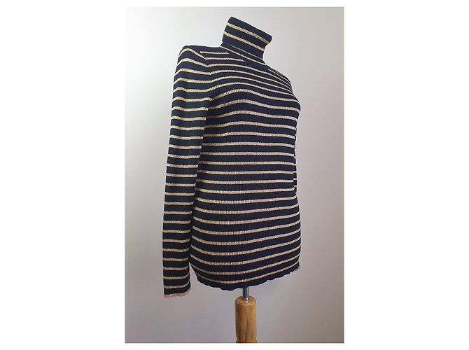 Ralph Lauren Polo Pullover Schwarz und Gold Gestreift Golden - Ansicht 3