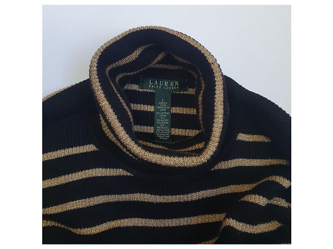 Ralph Lauren Polo Pullover Schwarz und Gold Gestreift Golden - Ansicht 5